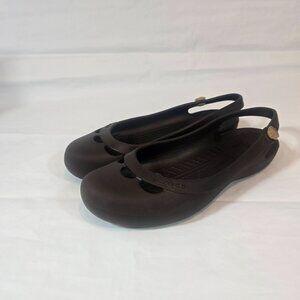 Crocs Jayna Slingback Ballet Flats Shoes Women Size 8 Brown Comfort Casual